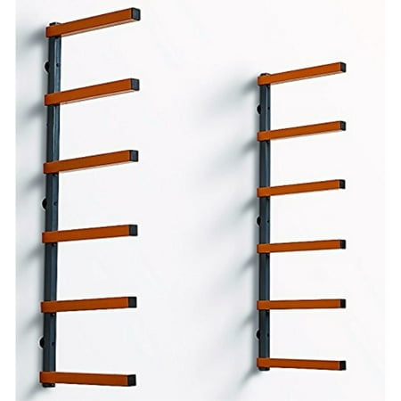 

bora portamate pbr-001 wood organizer and lumber storage metal rack with 6-level wall mount - indoor and outdoor use
