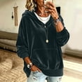 thumbnail image 4 of Fesfesfes Women's Casual Velour Hooded Pullover Sweatshirt Long Sleeve Drawstring Hoodie Top with Kangaroo Pocket Solid Color Loose Fit for Fall Winter Daily Wear, 4 of 8