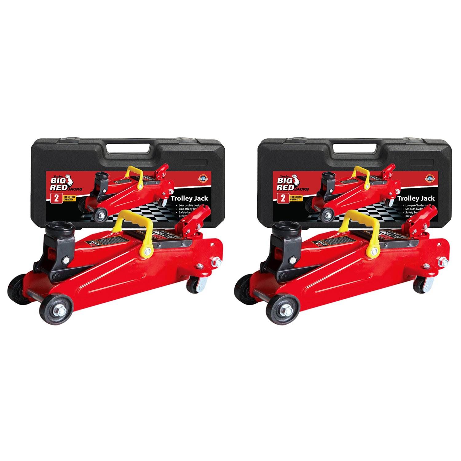 Torin Big Red Ton Hydraulic Swivel Trolley Floor Jack with Carry Case (2  Pack)