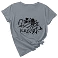 thumbnail image 1 of Hauts à Col Rond Amples pour Femmes Pull Décontracté pour la Journée des Enseignants Imprimé Mignon Manches Courtes T-Shirt, 1 of 5