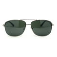 thumbnail image 2 of Mens Narrow Rectangle Spring Hinge Luxe Officer Metal Rim Sunglasses Silver - Green, 2 of 4