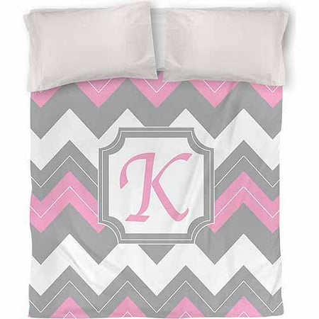 IDG Chevron Monogram Duvet Cover, Pink