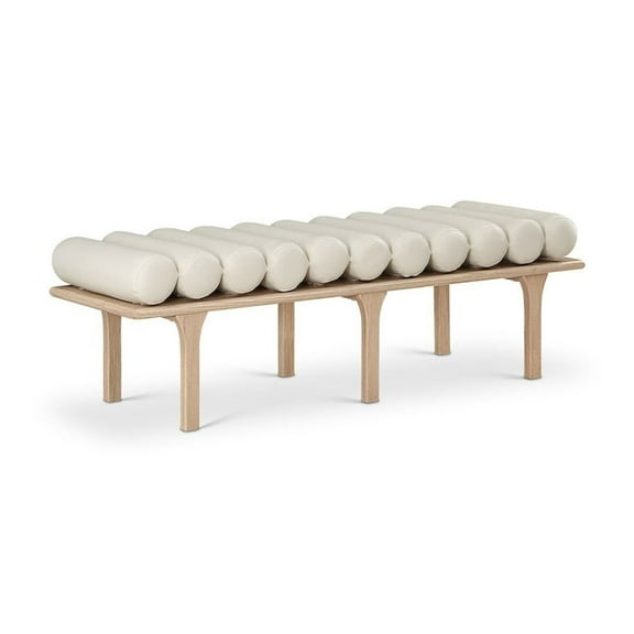 Meridian Furniture Landon Cream Vegan Leather Bench