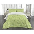 thumbnail image 3 of Ambesonne Dragonfly Quilted Bedspread Set 3 Pcs, Flowers Nature Spring, Queen Size, Hunter Green and Pistachio, 3 of 5
