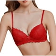 thumbnail image 2 of YWDJ Push up Bras for Women Comfy Bras No Wire Lounge Bras Adjustable Straps Half Cup Hollow Comfortable Bras Padded Lace Comfortable Bras Wrap Solid Bras Red 34, 2 of 7