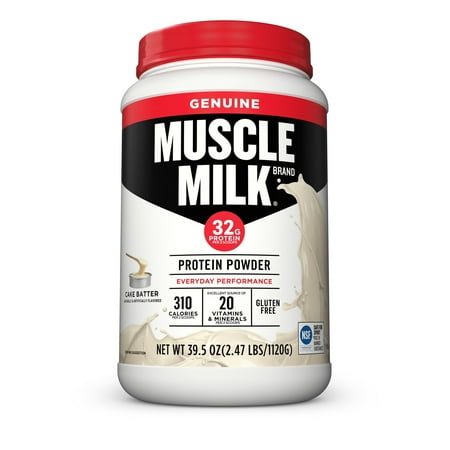 Muscle Milk Genuine Protein Powder, Cake Batter, 32g Protein, 2.47 Pound Standard