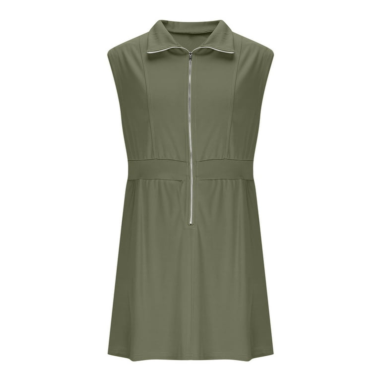 Womens Half Zip Sweatshirt Dresses Summer V Neck Sleeveless