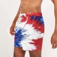 thumbnail image 4 of DDAPJ pyju Mens 4th of July Swim Trunks Tie Dye American Flag Print Drawstring Beach Board Shorts Independence Day Patriotic Shorts with Pockets Blue S, 4 of 6
