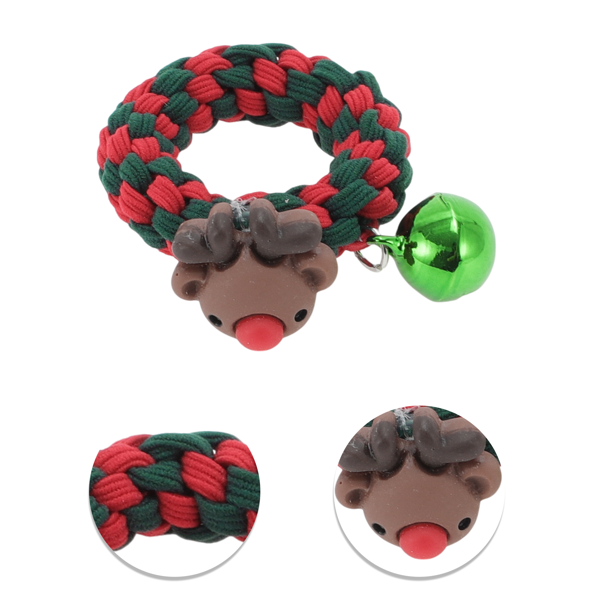 NOMADIC NOOK Christmas Hair Rope Fishbone Pine Bell Red Green 4 Pcs