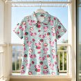 thumbnail image 2 of Bysome Boys Shirts Flower Cartoon Print Short Sleeve Lapel Neck Tops Casual Boys T-Shirt Size 3-4 Years Light Blue, 2 of 4
