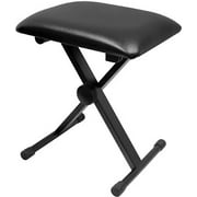 Piano Bench Adjustable Folding Black Leather Seat