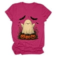 thumbnail image 5 of Kogui Women's Halloween Print Shirts Fall Pumpkin Printed Shirts Women Thanksgiving Short Sleeve Graphic Tees Halloween Pumpkin T-Shirts Tops (Hot Pink,XXL), 5 of 5