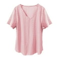 thumbnail image 3 of ZHENHONG T Shirts for Women,Casual Solid Color V Neck Tops Comfortable Breathable Short Sleeve Blouses,Pink Women Blouses, 3 of 6