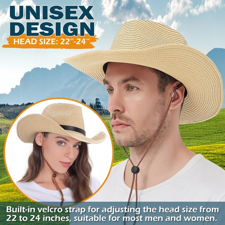 5271 Western Straw Cowboy Hat For Women Beach Sun Hat For Men Wide Brim Fedora EINSKEY Unisex Straw Cowboy Hat | Shapeable Floppy Sun Hat  main image 4