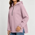 thumbnail image 5 of Yeaiivve Womens Side Slit Hoodie Quarter Zip Raglan Long Sleeve Pullovers Comfy Lightweight Fall Hoodies Daily Casual Hooded Tops L, 5 of 8