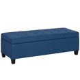 thumbnail image 1 of HOMCOM Linen Fabric Wood Feet Entry Bench, Contemporary Home Decor Blue, 1 of 10