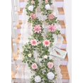 thumbnail image 3 of Waipfaru 2pcs Spring Flower Garland, 6ft Artificial Eucalyptus Garland with Roses Flower, Fake Rose Floral Greenery Garland for Wedding Arch Table Wall Room Decor, 3 of 7