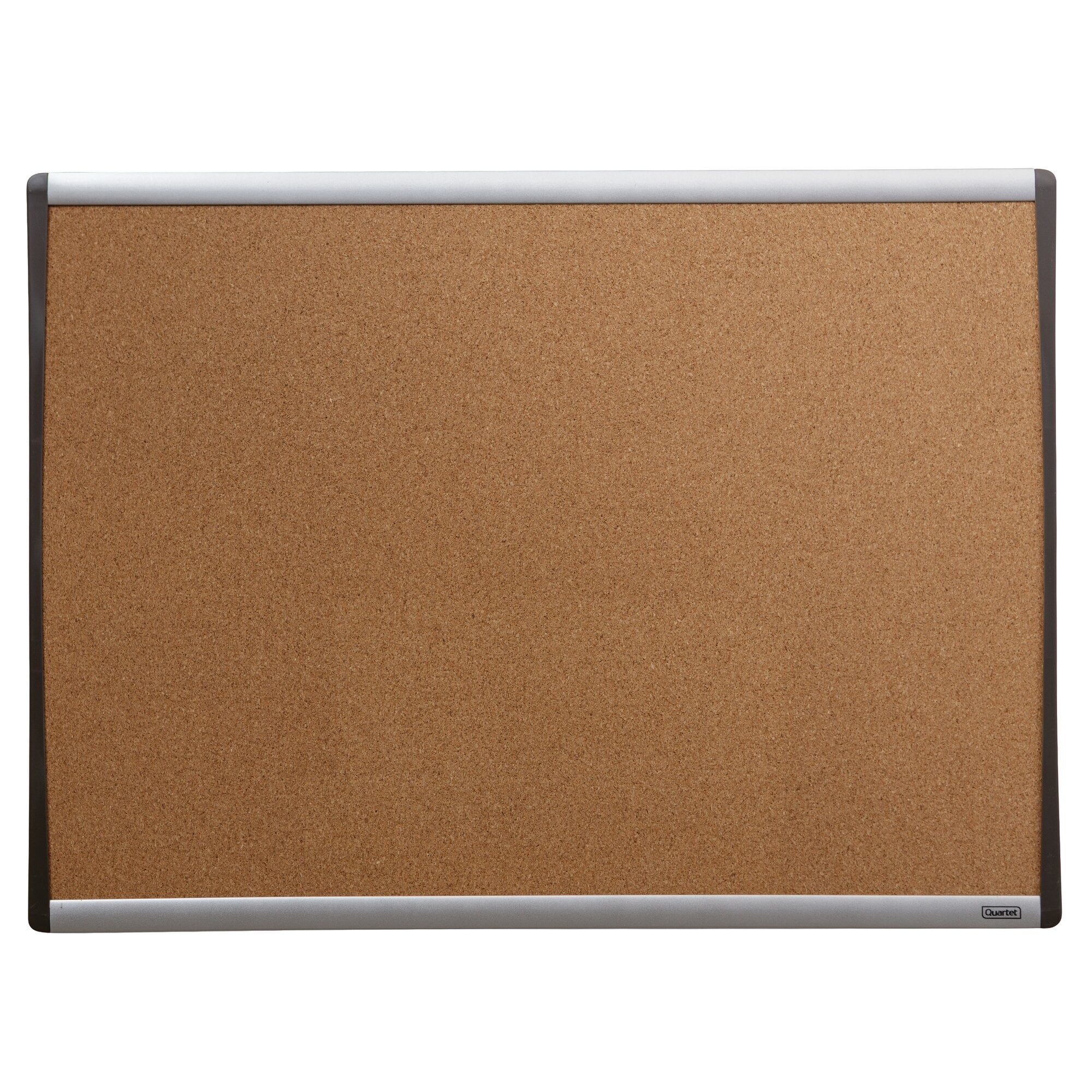 Quartet Cork Bulletin Board, 17" x 23", Black and Silver Frame