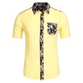 thumbnail image 2 of MODA NOVA Big & Tall Men's Floral Print Pocket Button Down Hawaiian Shirt Yellow 38, 2 of 6