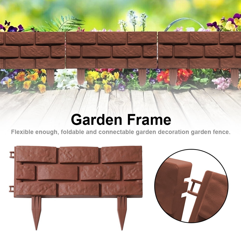 6 Foot Long Solar Powered Faux Red Brick Garden Edging Border Fence Panels 