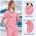 thumbnail image 3 of VIAOLI Scrubs Sets for Women - Stretch V-Neck Top & Drawstring Pants Medical Uniform, 10 Colors, 3 of 6