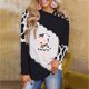 thumbnail image 2 of Mujeres manga larga fuera del hombro correa cruzada Tops vacas impresas blusa túnica Tops Fridja  hkj5403, 2 of 4