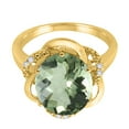 thumbnail image 3 of Mauli Jewels Women's 4.53 Carat Green Amethyst and Diamond Flower Ring in 10K Yellow Gold, 3 of 6