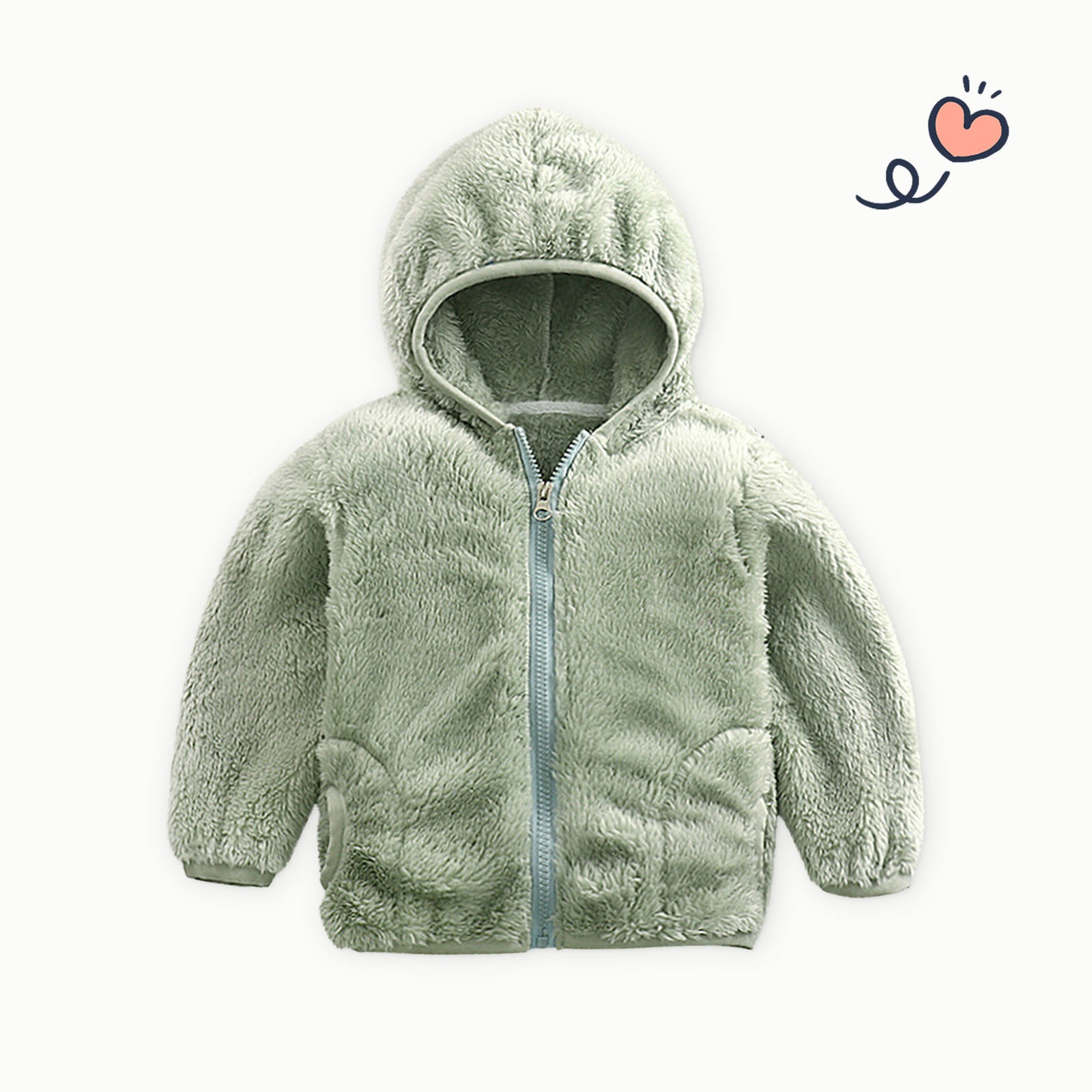 Dezsed Toddler Fleece Jacket Clearance Toddler Baby Boys Girls Solid Color Plush Cute Winter Keep Warm Hoodie Coat Jacket 6-7 Years Green - image 4 of 6