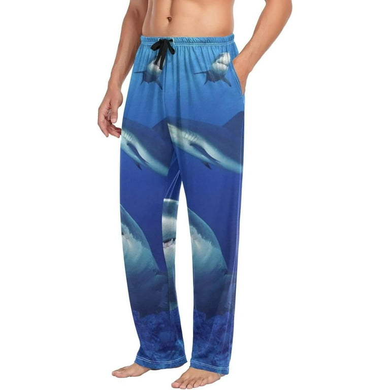 GZHJMY Shark Pajama Pants for Men Lounge Pants Lightweight Men Pajama Bottoms with Drawstring Pockets Christmas New Year Birthday Gifts Small
