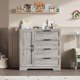 thumbnail image 5 of Qinaqin 43.3-Inch Gris de Profundidad Madera Pequeño cm Anchoardrobe Closet con Puerta 4 Cajones y Alturaanging Rod para Dormitorio Laundry Sala o Cloak, 5 of 7