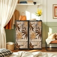 thumbnail image 6 of 4 Drawer Vertical Storage Dresser Abstract tropical leaves Palm tree leaf monstera plant with Wood Top Fabric Pull Drawers, 6 of 8