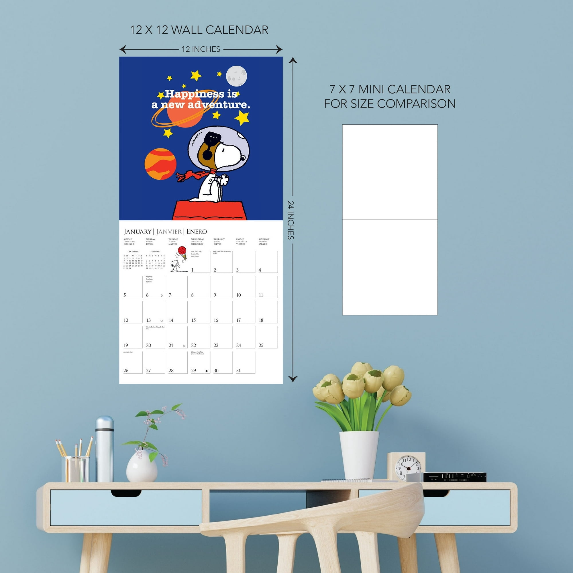 Graphique Pawparazzi Wandkalender 2024 – 30,5 X 30,5 Cm, Dickes Papier, Monatsraster, 3 Sprachen