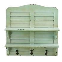 Nearly Natural 20in. Vintage Window Shutter Shelving with Hooks Wall Decor