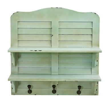 Nearly Natural 20in. Vintage Window Shutter Shelving with Hooks Wall Decor