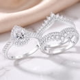 thumbnail image 5 of SFTING Pear Wedding Ring Sets for Women 925 Sterling Silver Promise Engagement Ring Enhancer Bridal Sets Jewelry Gift for Her Size 7, 5 of 8