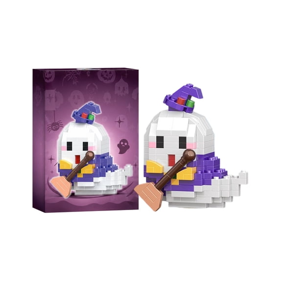 Luyimi 6.3" Halloween Mini Building Blocks, Cute Ghost Witch Pumpkin Micro Bricks Kit, Halloween Decorations Building Block Toys for Kids Adults Party Favors Gifts A