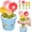 Blue, variant on Ceramic Flower Measuring Spoons Set in Pot, Cute Baking Liquid Dry Ingredient Cups Spoons Holder, Novelty Kitchen Decoration Birthday Gift (Pink)