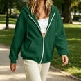 thumbnail image 4 of Evdexr Hoodies for Women Long Sleeve Zip Up Oversized Sweatshirt 2026 Casual Hooded Winter Fall Layering Jacket with Pockets Dark Green XL, 4 of 7