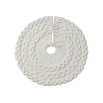 EWASWON Christmas White Christmas Knitted Tree Skirt 24 Inch - Cable Knit with Ties, for Small/Pencil Trees, Holiday Decor Accessories