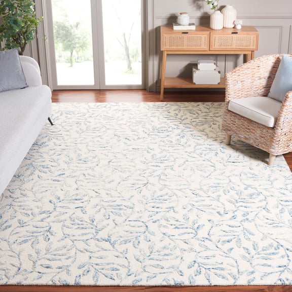 SAFAVIEH Jardin Lailee Leaves Area Rug, Ivory/Blue, 8' x 10'