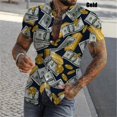 thumbnail image 3 of Camisas con estampado 3D de dólares para hombre, camisas casuales de verano de manga corta ajustadas con botones, blusas y tops para hombre, 3 of 5