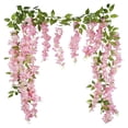 thumbnail image 2 of Artificial Wisteria Hanging Flowers, 6Ft Artificial Wisteria Garland, Hanging Wisteria Flower Vines Rattan, Reusable Flowers String for Wedding Arch Party Garden Home Decor, Pink, 2 of 9