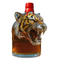 ACDANC Unique Design Glass Whiskey Bottle Tiger Shaped Whiskey Bottle 3D Decanter 300ml Glass Liquor Container for Home Bar Decor Gift for Whiskey Lovers