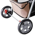thumbnail image 2 of PawHut 4 Wheel Dog Pet Stroller Dog Cat Carrier Folding Sunshade Canopy with Brake, Safety Leash, Cup Holder, Brown, 2 of 9