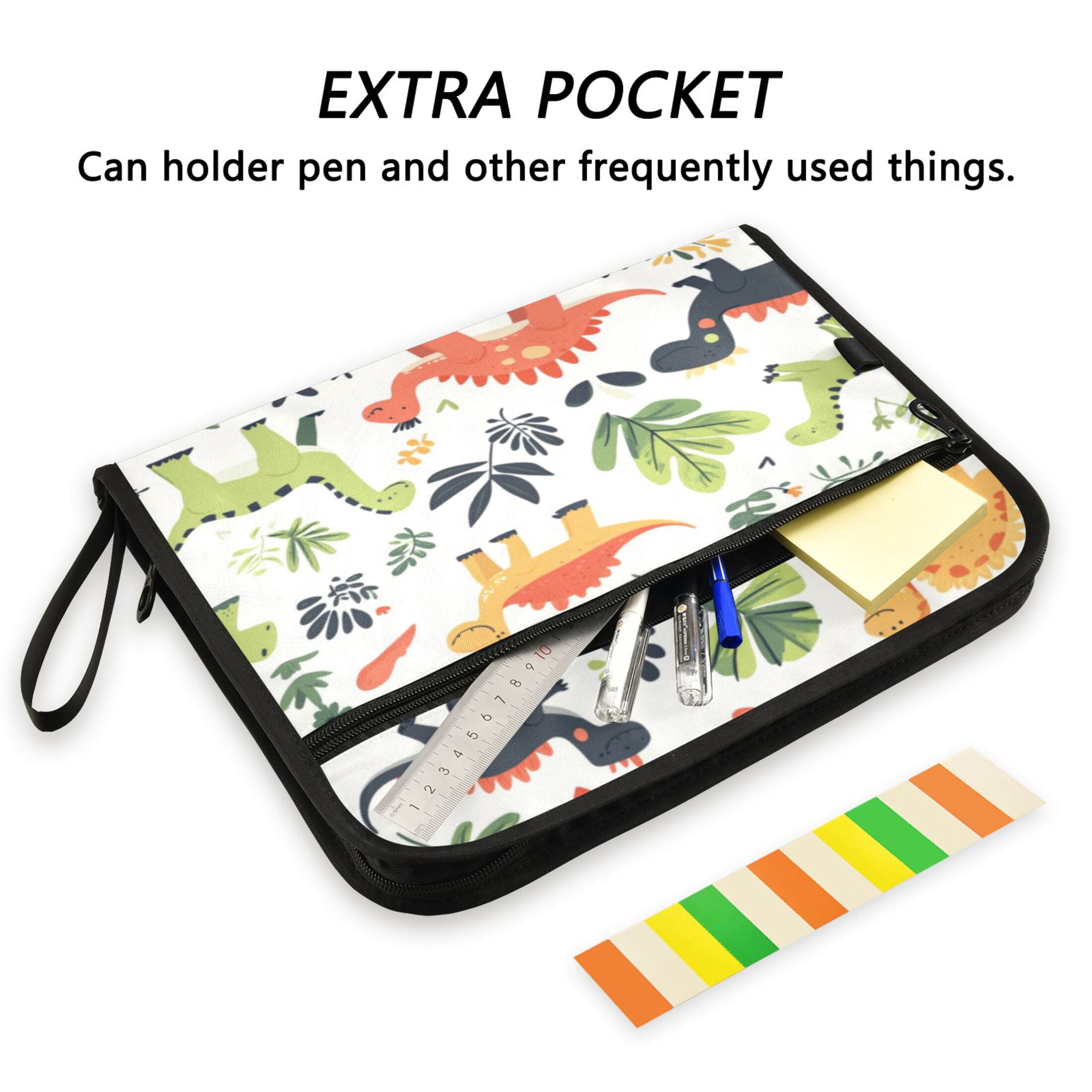Organ Folder 14.2 x 0.8 x 10.6 Inches 13 Separate Pockets A4 Size Documents Folder A Sort Storage File Manager For The Home Office Colorful Dinosaur Cartoon
