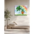 thumbnail image 3 of St. Patrick's Day Canvas Print Wall Art Green Hat Shamrocks Gnome Rainbow Blue Sky Pictures Painting Morden Artwork for Living Room Bedroom, Ready to Hang - 12"x16", 3 of 6