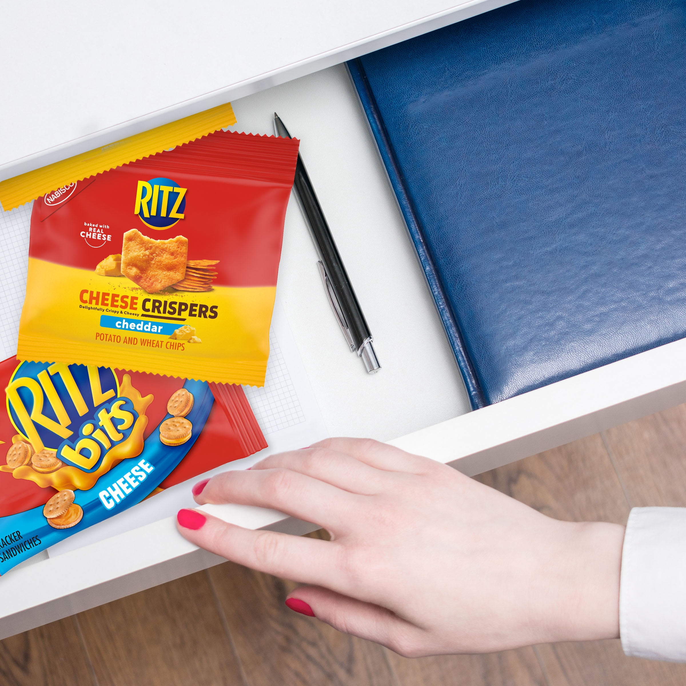 RITZ Bits Cheese Crackers & RITZ Cheese Crispers Cheddar Chips Variety Pack, 48 ct Snack Packs