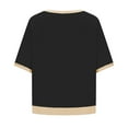 thumbnail image 5 of JGGSPWM Women's Oversized Short Sleeve T Shirt Contrast Trim Loose Casual Splicing Threaded Round Neck Sleeved Black L, 5 of 6