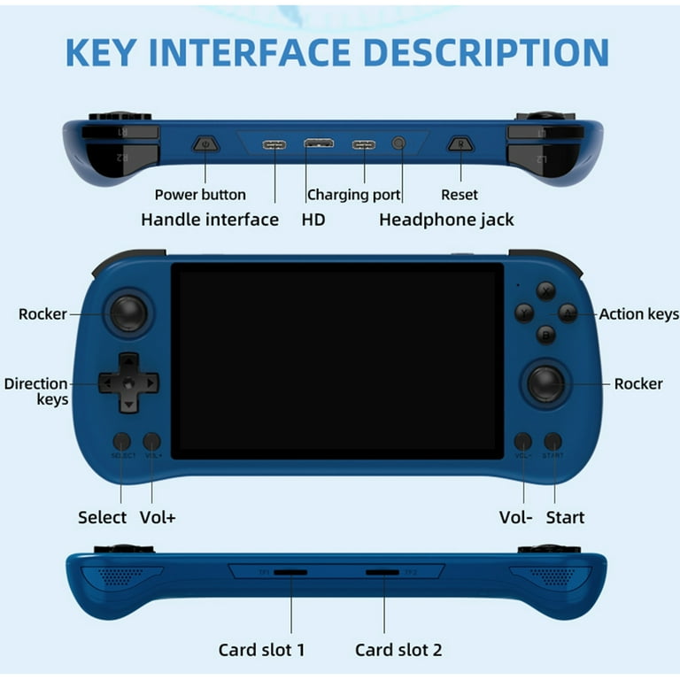 powkiddy X55 ブルー Powkiddy X55 Handheld Game Console 64GB TF Card Blue