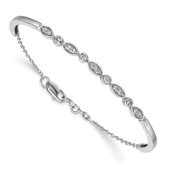 Diamond2Deal 14K White Gold Lab Grown Diamond Bangle Bracelet 6.75inch for Women (Carat: 0.48cttw, Clarity: VS, Color: GH)